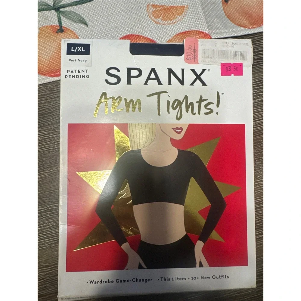 Spanx Arm Tights Port Navy Blue Seamless Smoothing Layering Top L/XL NEW - Picture 1 of 6